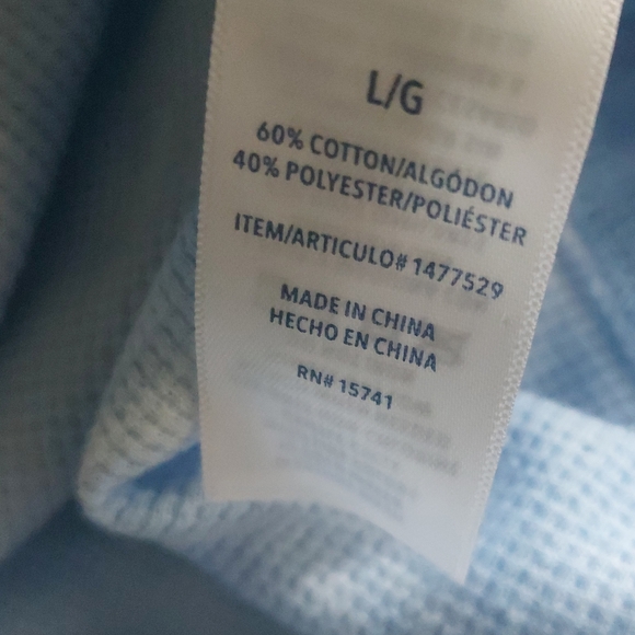 Splendid Tie Dye Thermal Top Size L Blue Crew Neck Long Sleeve Waffle Knit Shirt - Picture 4 of 9